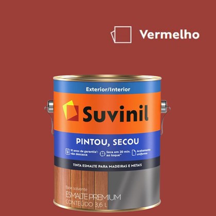 Esmalte Sintético Brilhante Suvinil Pintou Secou Vermelho 3,6L