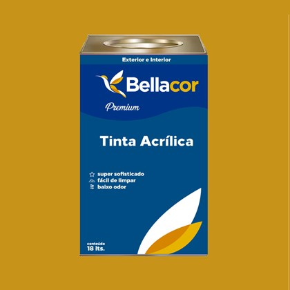 Tinta Acrílica Acetinado Premium C64 Amarelo Queimado 16L Bellacor