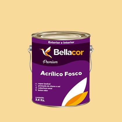 Tinta Acrílica Fosca Premium A30 Amarelo 3,2L Bellacor