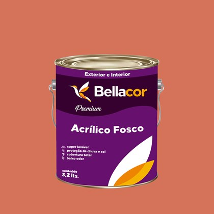 Tinta Acrílica Fosca Premium B18 Acerola 3,2L Bellacor