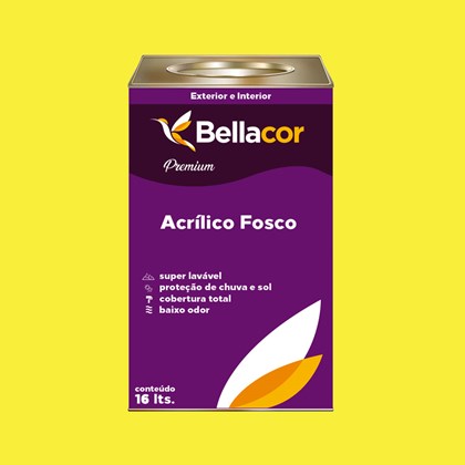 Tinta Acrílica Fosca Premium B53 Amarelo Animado 16L Bellacor