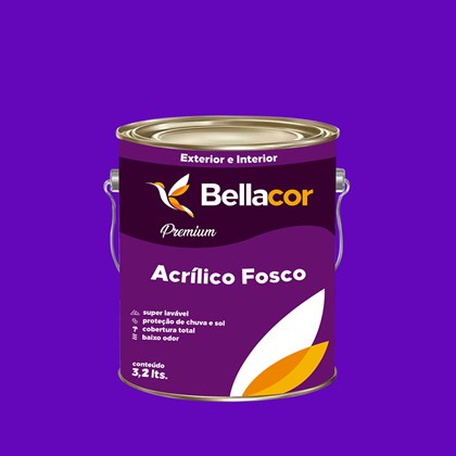 Tinta Acrílica Fosca Premium C15 Roxo 3,2L Bellacor
