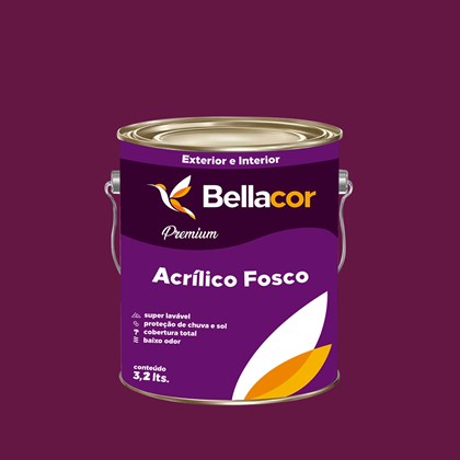 Tinta Acrílica Fosca Premium C62 Framboesa 3,2L Bellacor