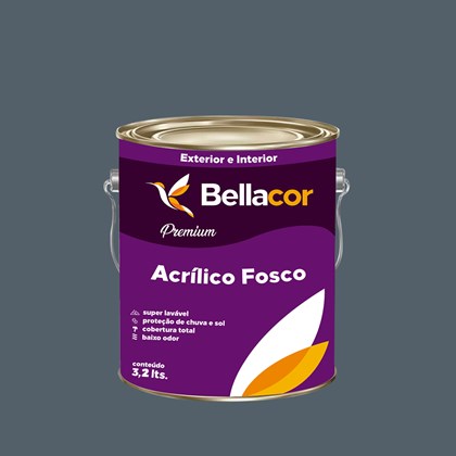Tinta Acrílica Fosca Premium C82 Cinza Azulado 3,2L Bellacor