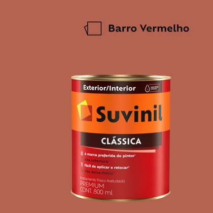 Tinta Acrílica Premium Fosco Aveludado Clássica Barro Vermelho 800ml Suvinil
