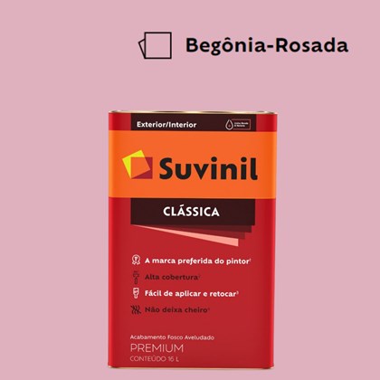 Tinta Acrílica Premium Fosco Aveludado Clássica Begônia Rosada 16L Suvinil