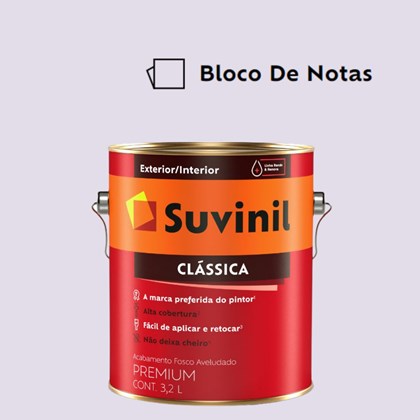 Tinta Acrílica Premium Fosco Aveludado Clássica Bloco De Notas 3,2L Suvinil