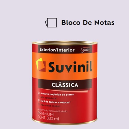 Tinta Acrílica Premium Fosco Aveludado Clássica Bloco De Notas 800ml Suvinil