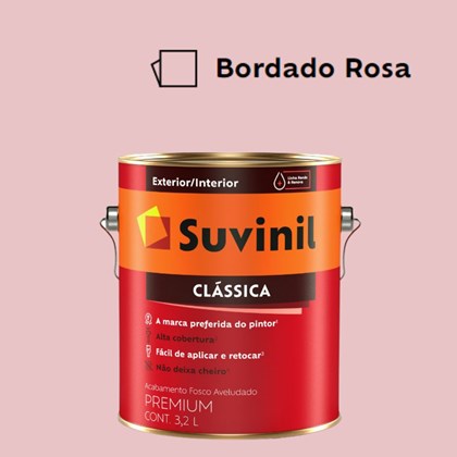 Tinta Acrílica Premium Fosco Aveludado Clássica Bordado Rosa 3,2L Suvinil