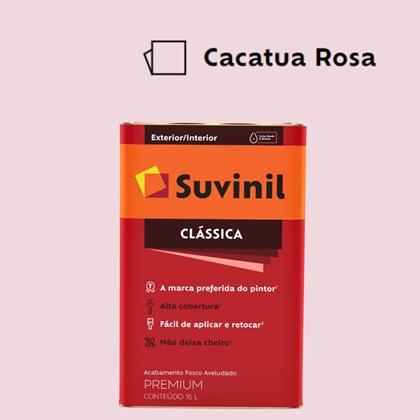 Tinta Acrílica Premium Fosco Aveludado Clássica Cacatua Rosa 16L Suvinil