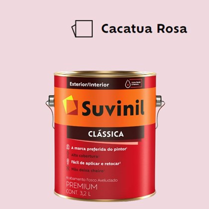 Tinta Acrílica Premium Fosco Aveludado Clássica Cacatua Rosa 3,2L Suvinil