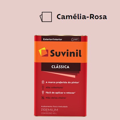 Tinta Acrílica Premium Fosco Aveludado Clássica Camélia-Rosa 16L Suvinil