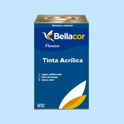 Tinta Acrílica Semi-Brilho Premium A80 Azul Celeste 16L Bellacor