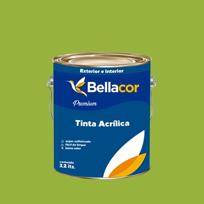Tinta Acrílica Semi-Brilho Premium B07 Verde Kiwi 3,2L Bellacor