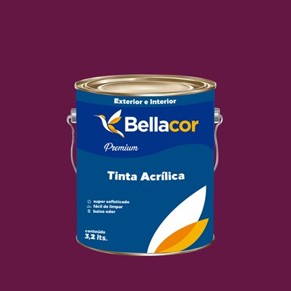 Tinta Acrílica Semi-Brilho Premium C62 Framboesa 3,2L Bellacor